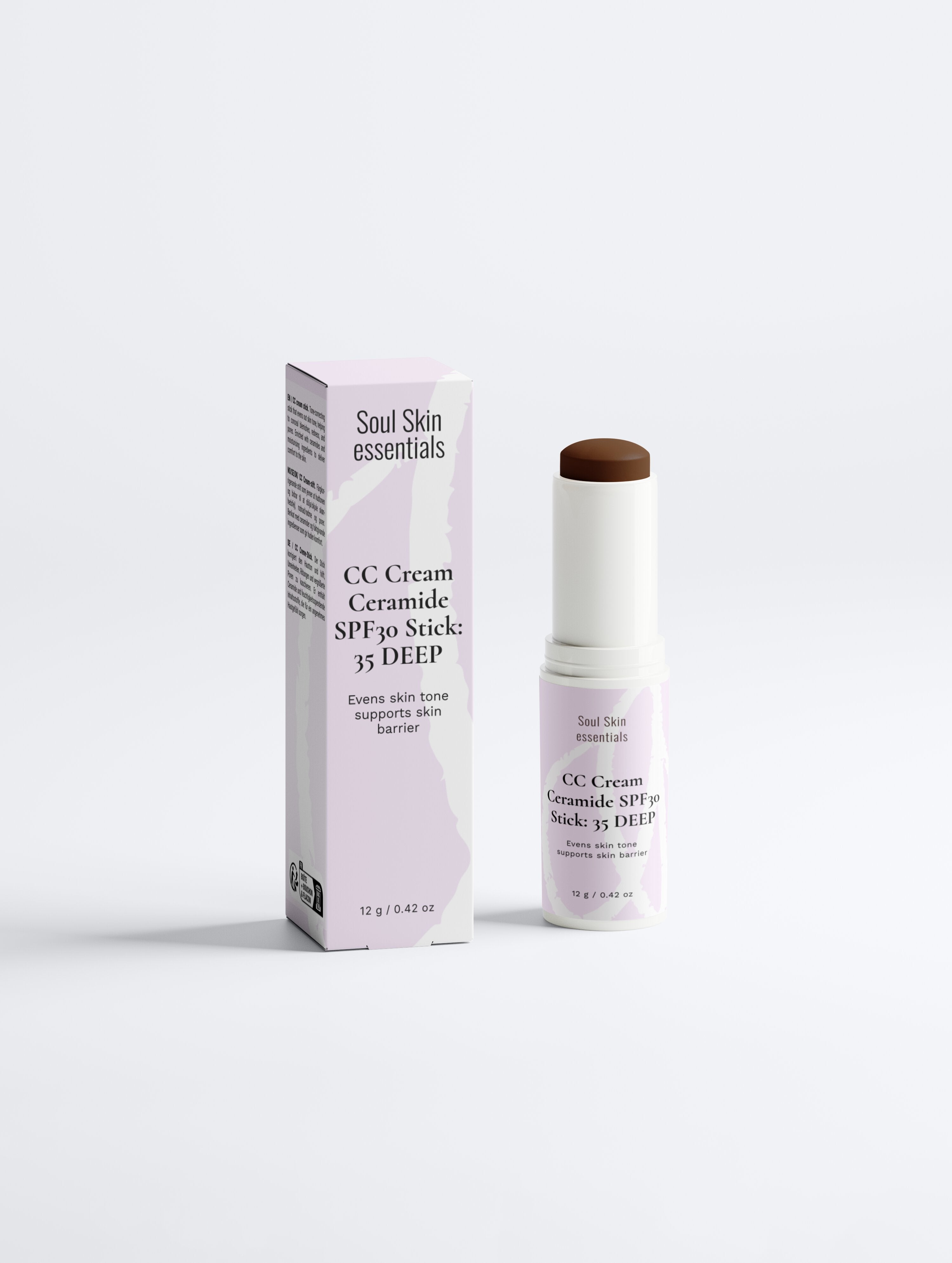 CC Cream Stick con Ceramidi & SPF30 | Correttore Viso Idratante | Tonalità Deep