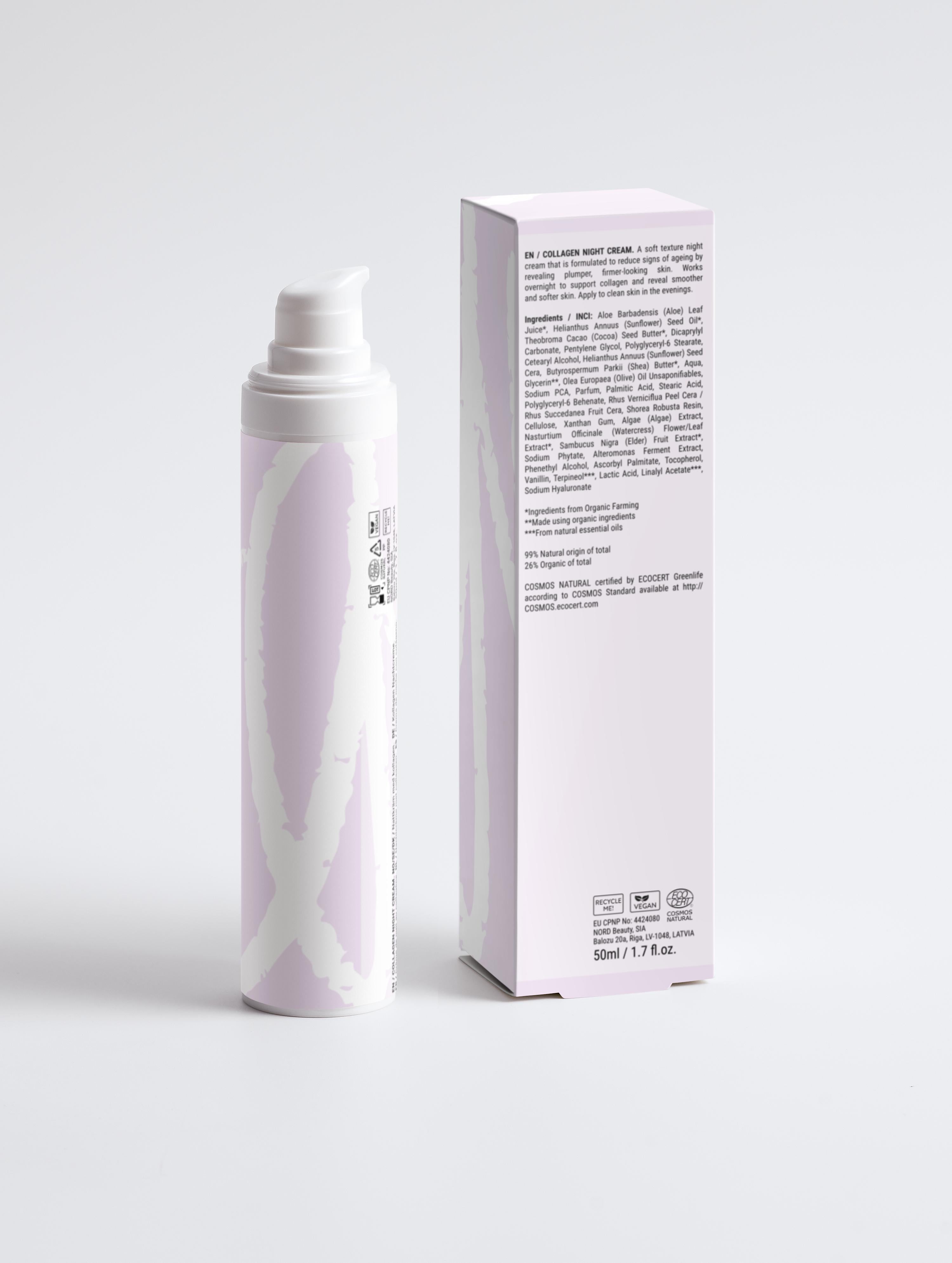 Collagen Anti-Age Night Cream 50ml - Crema Notte Anti-Età al Collagene con Burro di Cacao e Karité