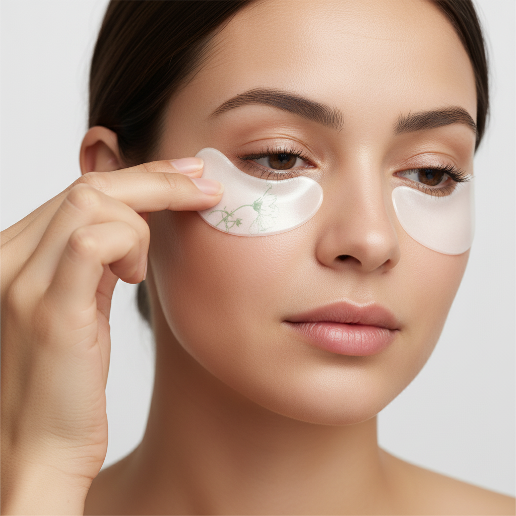 Applicazione patch occhi gonfi