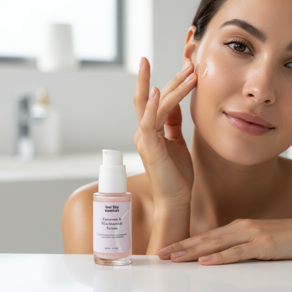 Applicazione siero su pelle luminosa
