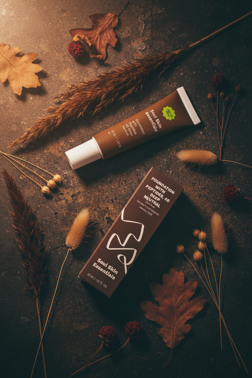 Fondotinta con Peptidi 40 Deep Neutral - flat lay moody