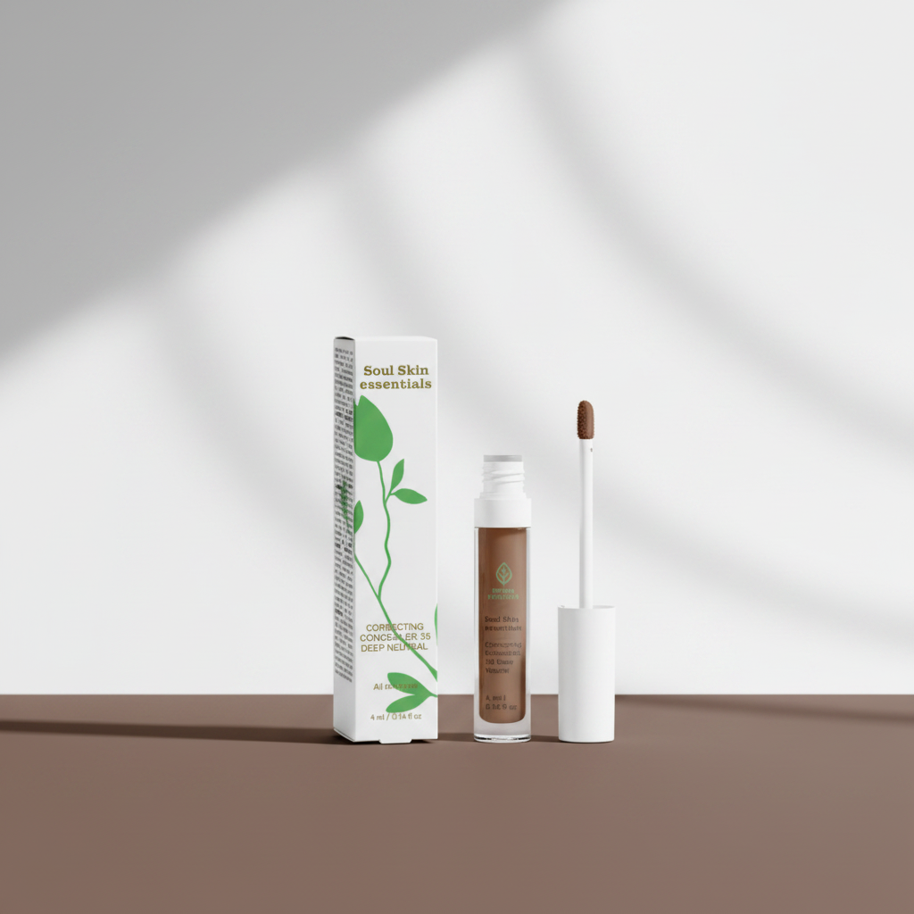 Packaging hero shot correttore sfondo mocha