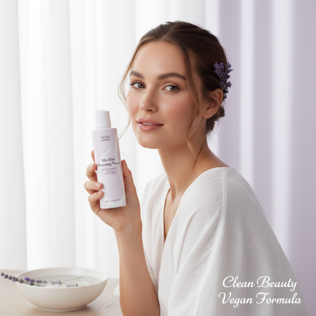 Lifestyle modella con acqua micellare Soul Skin Essentials