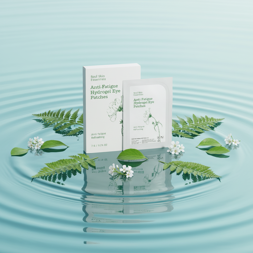 Packaging patch su acqua con foglioline botaniche
